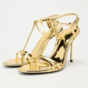 Zara gold strap simple heels size 5